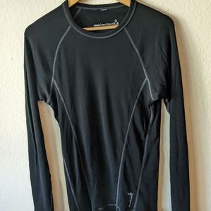 Smartwool 150 Baselayer Men M Black Gray Long Sleeve 100% Merino Wool